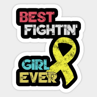 Best Fightin' Girl Ever Hydrocephalus Awareness Yellow Ribbon Warrior Support Survivor Sticker